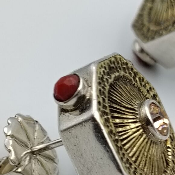 Mars & Valentine Echo Of The Dreamer Sterling 925 Gemstone Two Tone Earrings - Picture 9 of 16